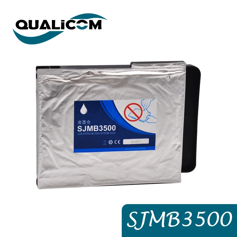 Qualicom SJMB3500 Resíduos tanque de tinta Com Chip para Epson TM-C3500 C3510 C3520 Cor Etiqueta Impressora Tinta Manutenção Caixa Tanque