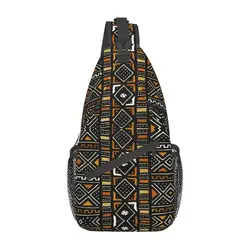 Casual Afrikaanse Bogolan Slinger Bag Voor Reizende Mannen Afrika Etnische Tribale Kunst Crossbody Borst Shoulder Dagrugzak