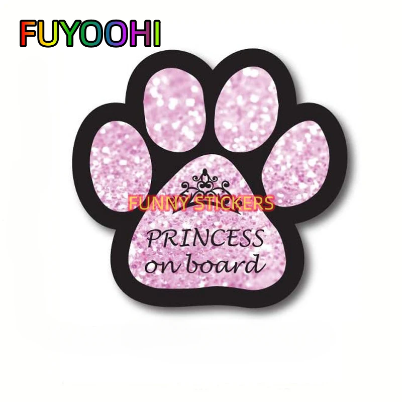 FUYOOHI Sparkle Like A Princess: Adorable Cat Pawprint Car Sticker for All Your Vehicles!