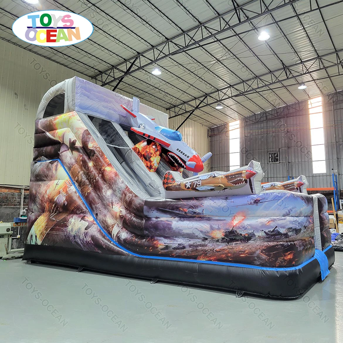 Customized Commercial Grade PVC Playground Airplane Themed Inflatable Double Slide Dry Slide for Sale