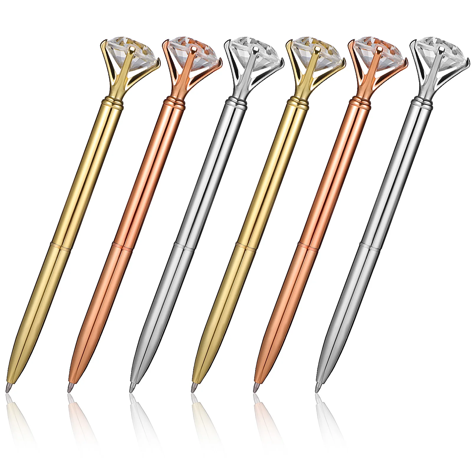 6 個オフィスデスク装飾ペン女性のための筆記具万年インクひまわりメタルダイヤモンドボールペンミスボールペン