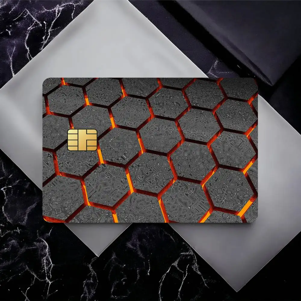 Cool H-Hexagon Credit Card Skin Stickers for Bank Card Bus Metro Card Sticker Waterproof Gift