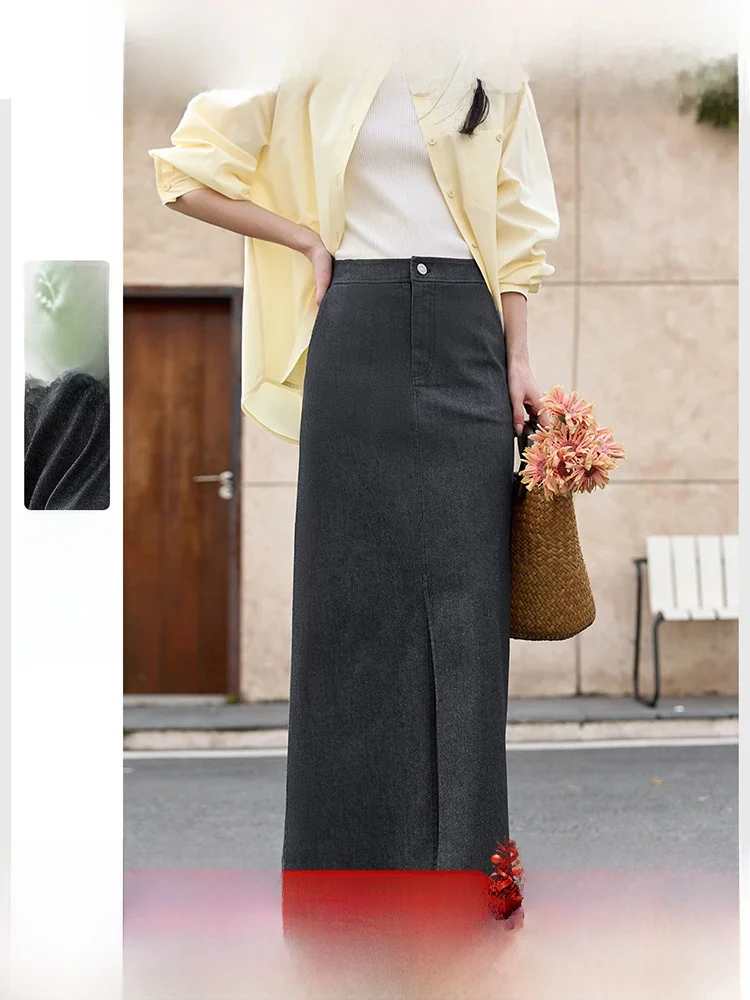 

Women's Straight Leg Denim Skirt Commute Versatile Slimming Long Skirt Spring Autumn New Sle Comfortable Cotton Blend