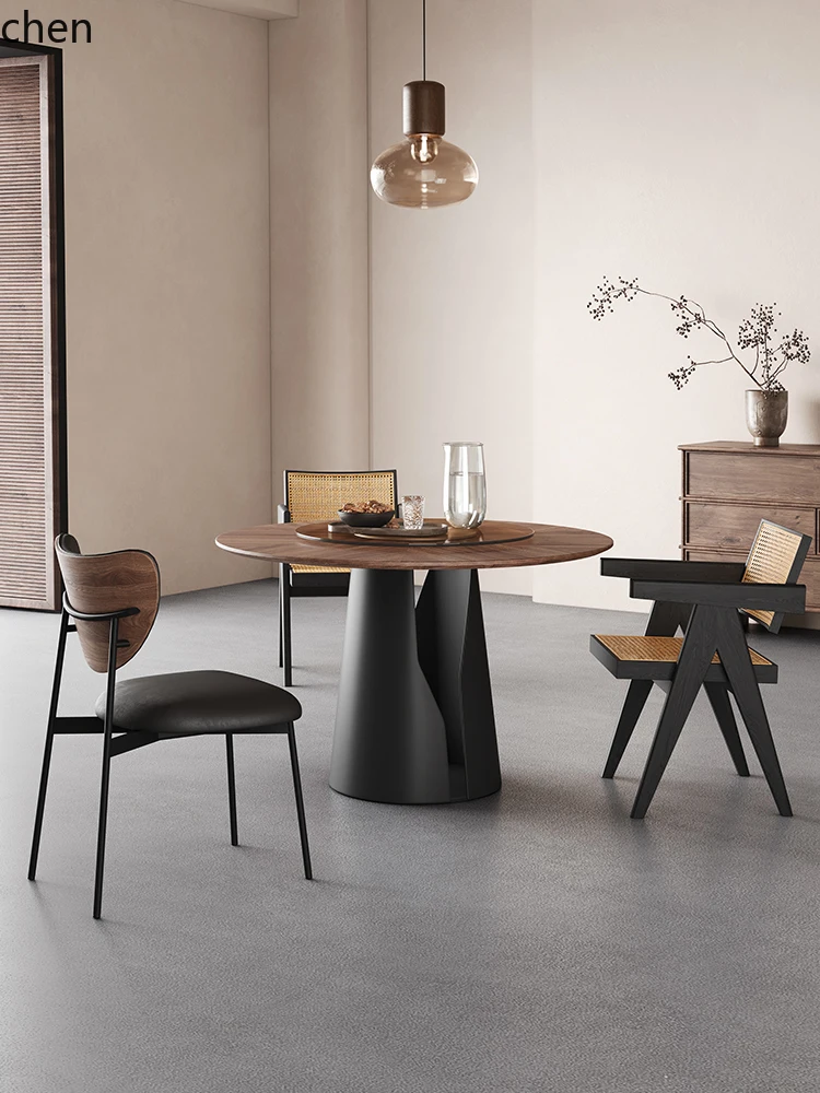 YXY 단단한 나무 둥근 식탁과 의자 거실 빈티지 홈 작은 아파트