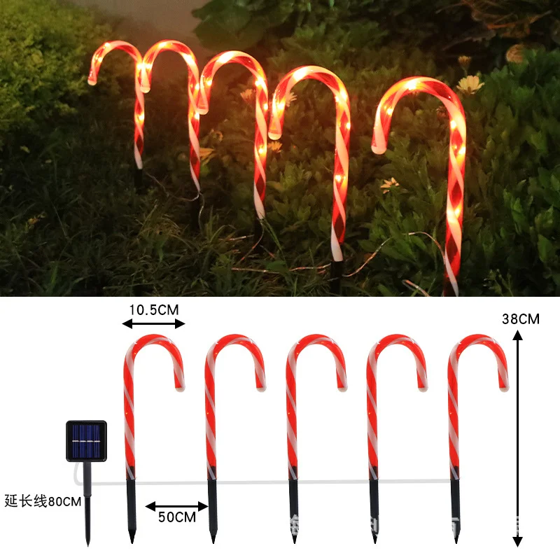 LED Solar Candy Cane Light Christmas Decorative Light Outdoor Waterproof Christmas Wedding Garden Party Xmas Tree Decor  Lamp