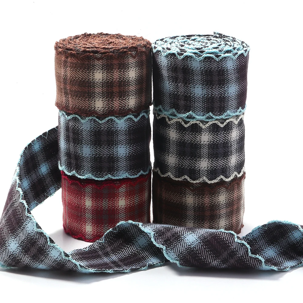 3 Yards Britisches Karo-Band mit Wellenrand, Vintage Weihnachtsdekoration, DIY-Bastelbedarf, Schleifen, handgemachte Geschenkverpackung, Karo-Band – Detail 6