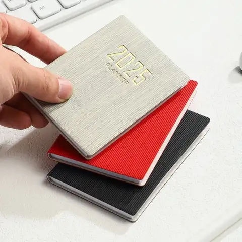 영어 A7 미니 포켓 노트북, 12 개월 메모 작성, 2025 일정 플래너 메모장, 학술 주간 일정 일기 메모장