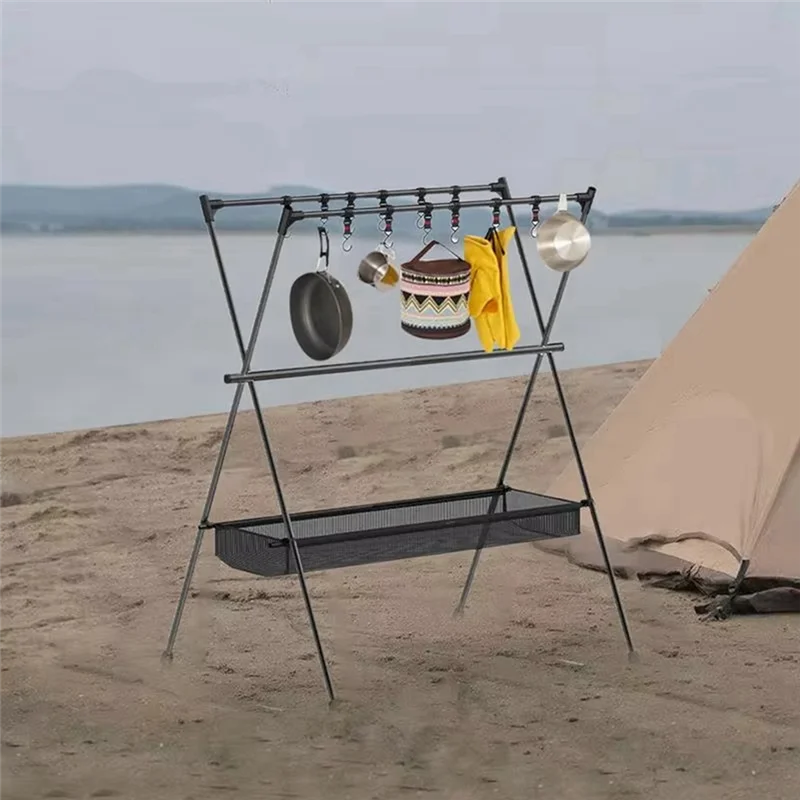 

НОВАЯ стойка для кемпинга с тремя перекладинами, складной сверхлегкий штатив для кемпинга, дорожная вешалка для мелочей 50X68x88 см