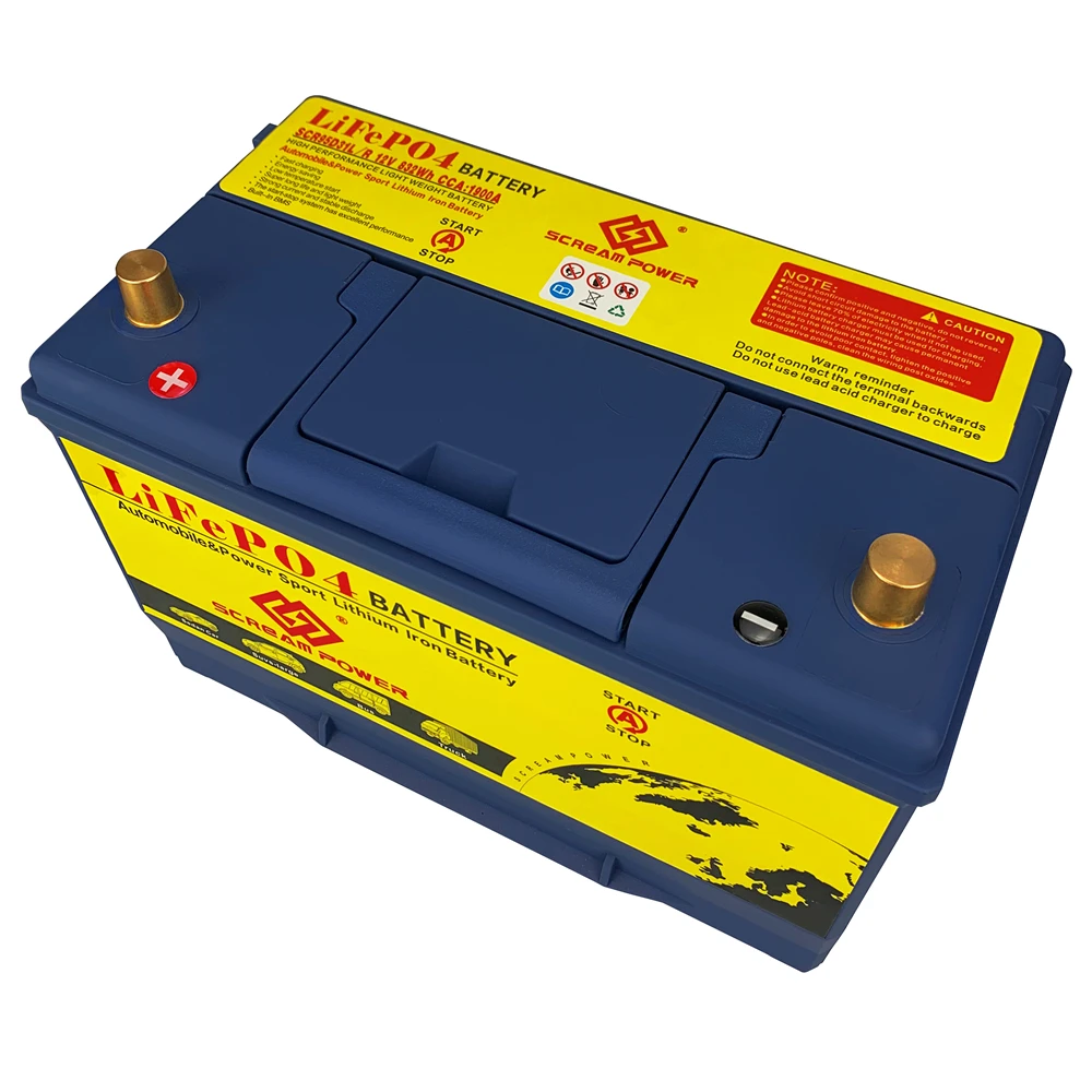 Batterie de démarrage de voiture pour voitures, démarreur diabétique, 12V, 100Ah, VEPO4, SCR95D31L, R, haute qualité, CCA1600A avec BMS 200A,