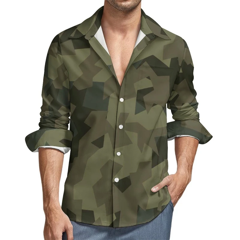 Outdoor Forest Shirts 3d Print Mens Long Sleeve Camouflage Blouse Holiday Tops Oversized T Shirt For Men Clothing Casual Camisa