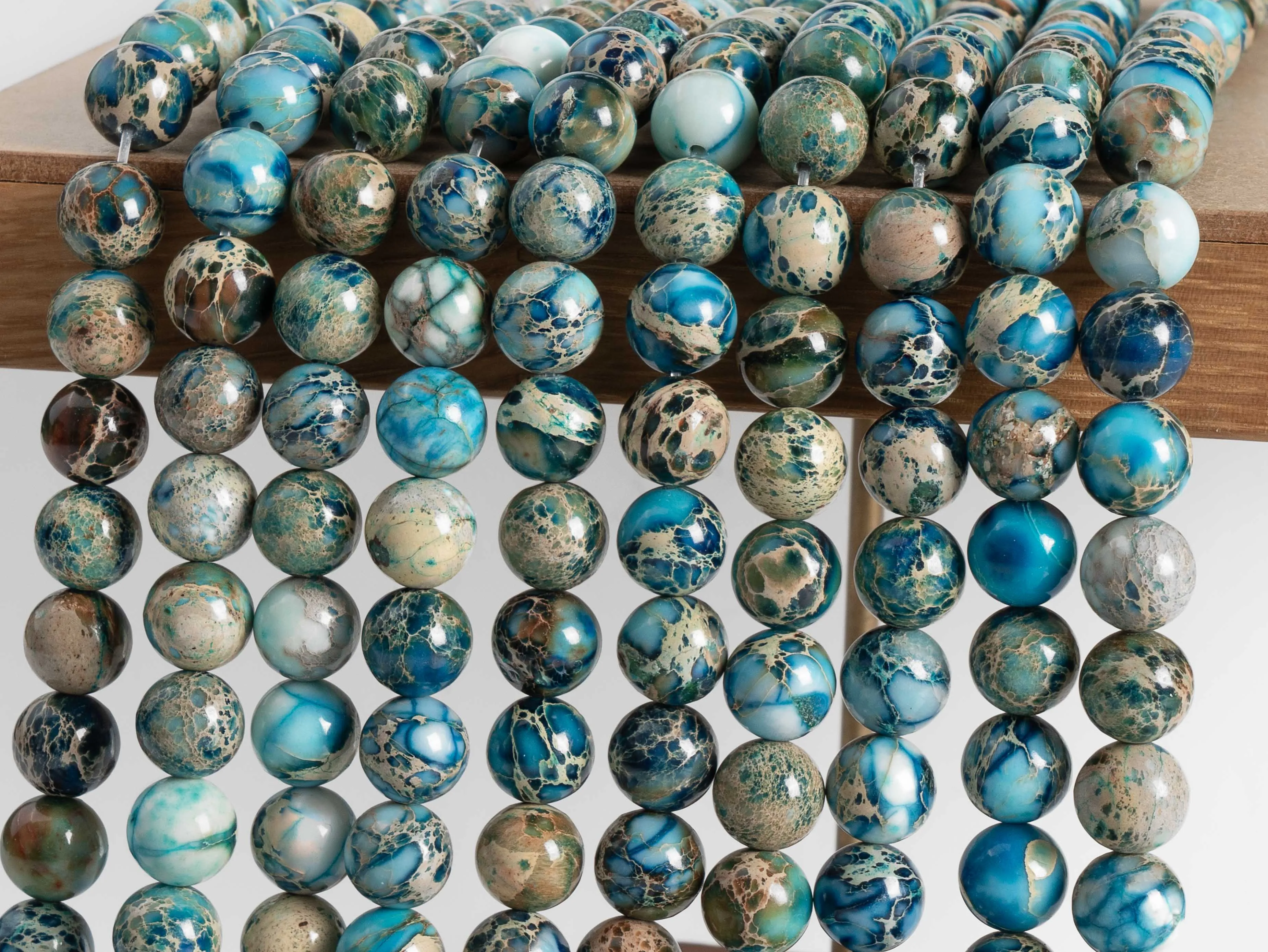 Blue Sea Sediment Imperial Jasper Grade AAA Natural stone Loose Beads Round Shape Size Options 4/6/8/10mm for Jewelry Making