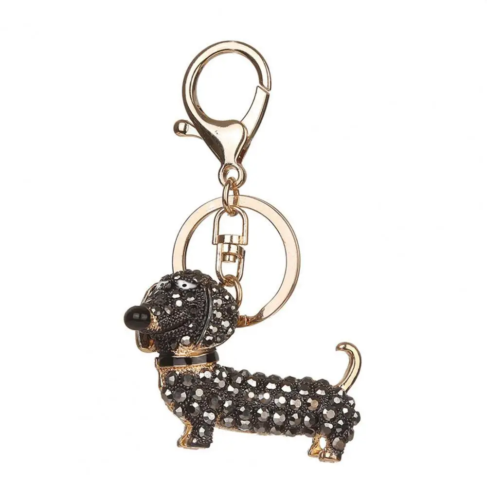 Rhinestone Inlaid Hanging for Handbags Dachshund Dog Design Key Chain Ornament Bag Pendant for Handbags