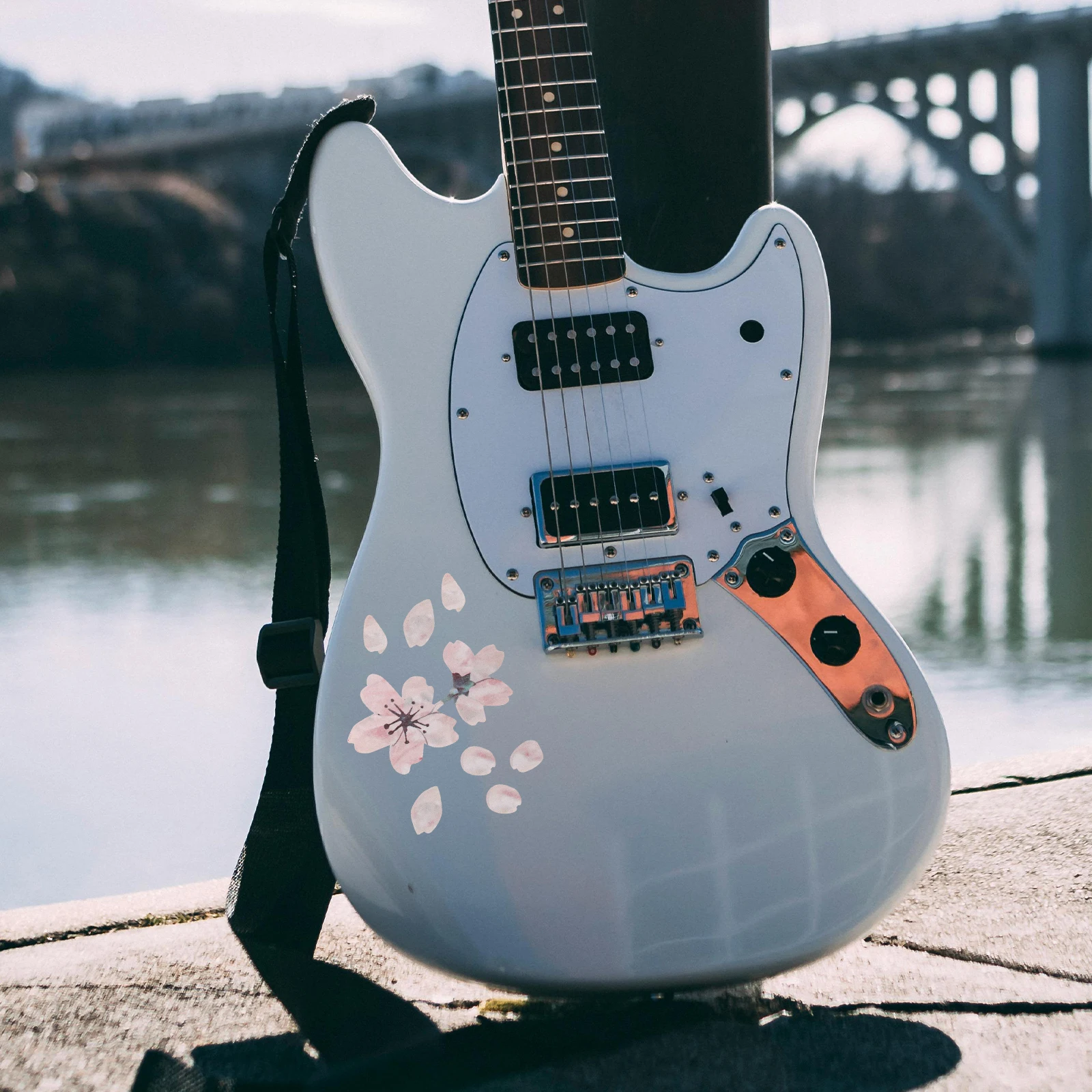 

2 Pcs Stickers Petal Guitar Adhesive Panel Decals Fretboard Acoustic Pink Decorative Fingerboard