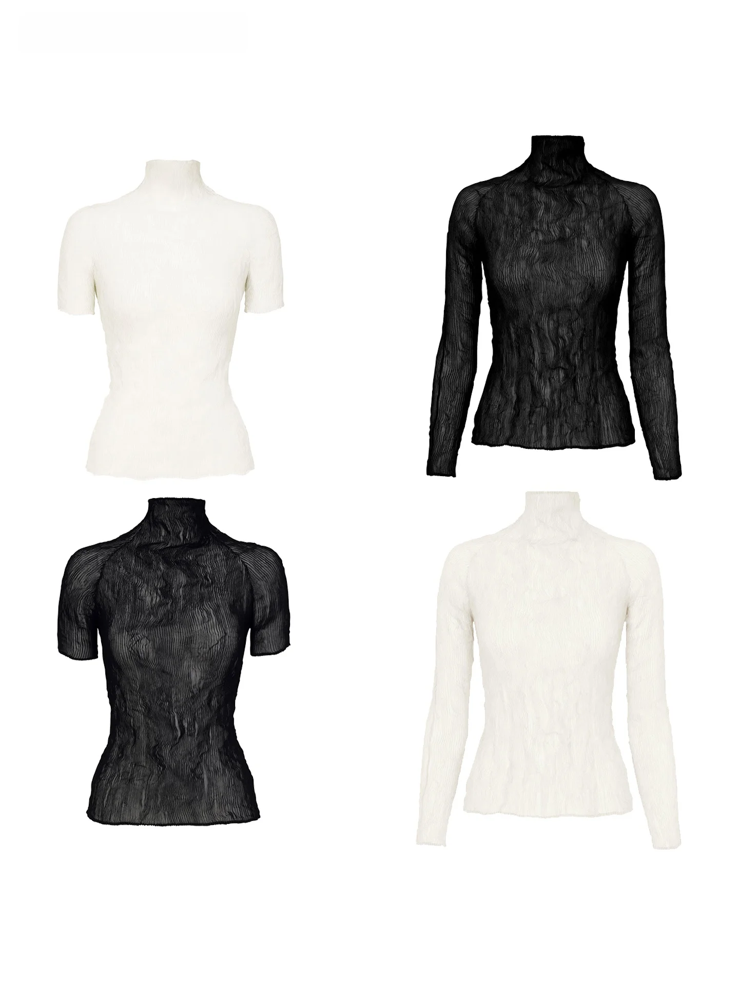 

Женская тонкая футболка с высоким воротом и длинными рукавами, облегающая, с простым дизайном, универсальный повседневный топ из полиэфирного волокна