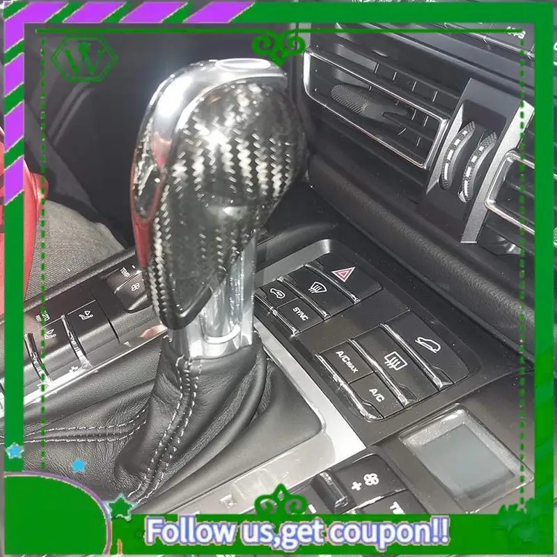 

AC34-Real Carbon Fiber Gear Shift Knob Head Cover Trim Fit For Macan 2014-2020 S GTS Panamera 2014-2016 718 2016-2019