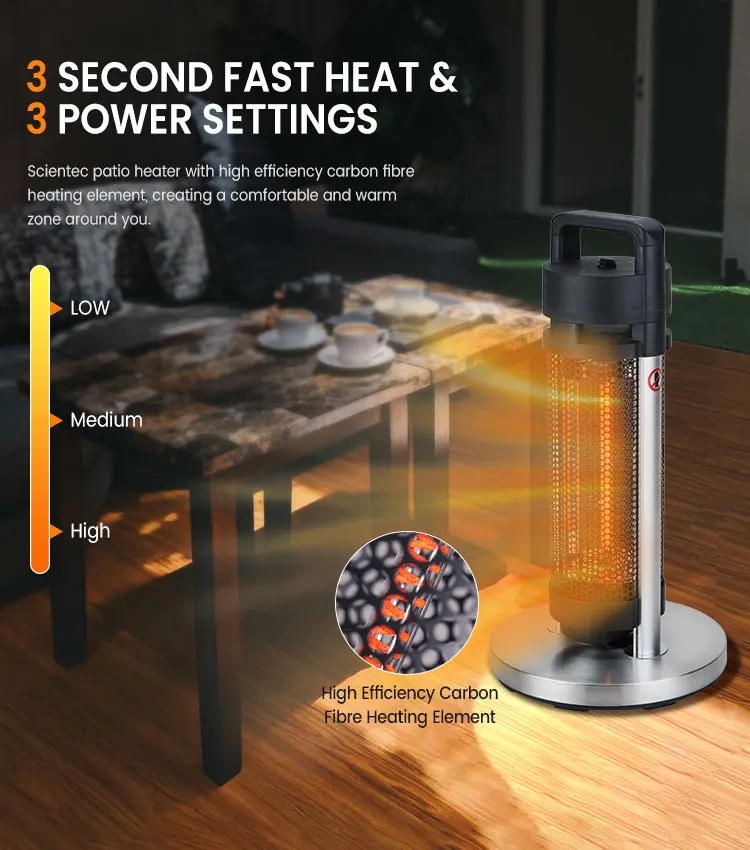 가정용 탄소 섬유 스탠딩 실외 히터용 700W 휴대용 실내 전기 히터