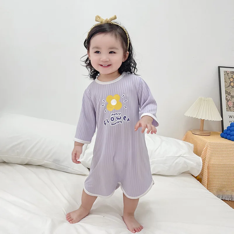 Summer Newborn Pajamas Robes Baby Pajamas Ice Silk Cute Cartoon Baby Pajamas Thin Pajamas Baby Clothes New Born