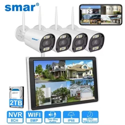 Smar 5MP/3MP Wifi Camera Kit Human bodyDetect Full Color Vision IP Camera Set 8CH NVR 10.1 LCD Wireless CCTV Surveillance System