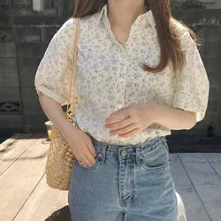 Elegant Blouse Floral Summer Shirt for Women Tops Short Sleeve Top Lady Shirt blusas para mujer Korean style women's clothing