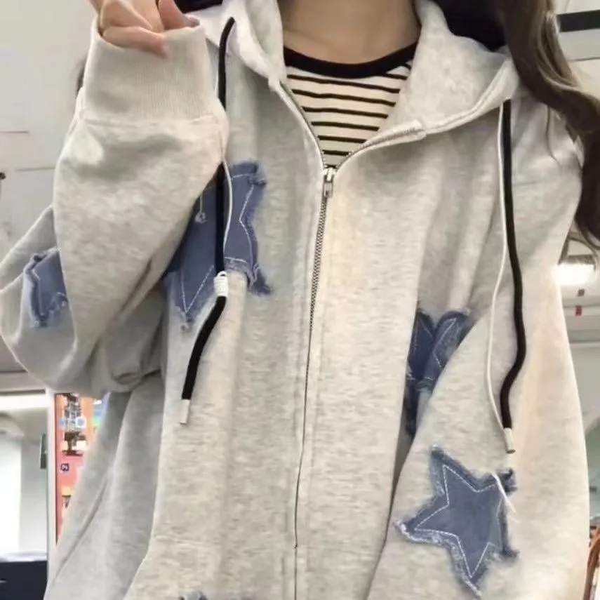 

New Autumn Retro Hooded Sweatshirt for Women Korean Loose Top