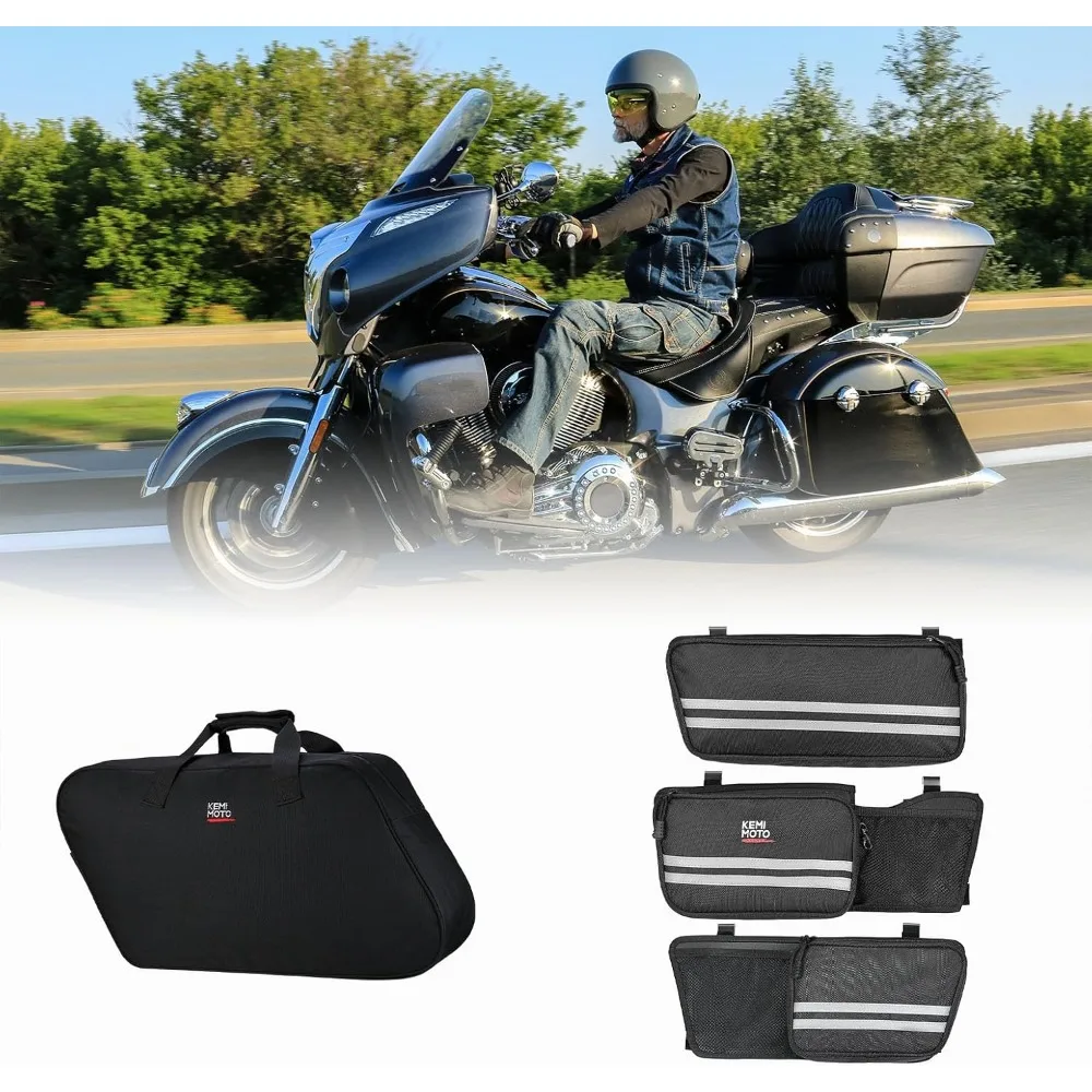 

motorcycle saddlebag liner bag bundle with pack organizers with hook compatible with touring 2014-2024