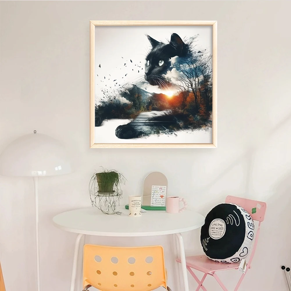 خيط قطني مطرز بالكامل 11CT مطبوع على شكل قطة عبر الابره مقاس 40 × 40 سم