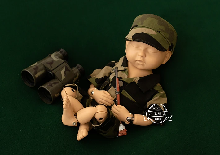 Newborn Photography Props Romper Hat Telescope Camouflage Military Uniform Special Combat Suit Baby Boy Outfit Bebes Accesorios