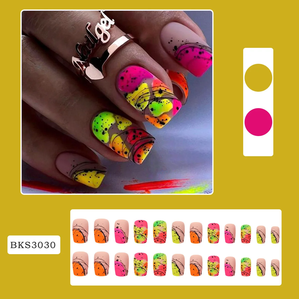 Christmas Stiletto Fake Nails for Women Girls Colorful Print Designs French Press on Nails Wearable Full Cover False Nails CF44