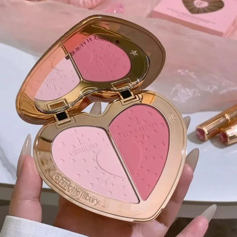 Charlotte Tilbury Shimmer Makeup Air Cushion Lichtgewicht vochtregulerende oliecontrole Tweekleurige hartvormige poederblusher Uniek ontwerp