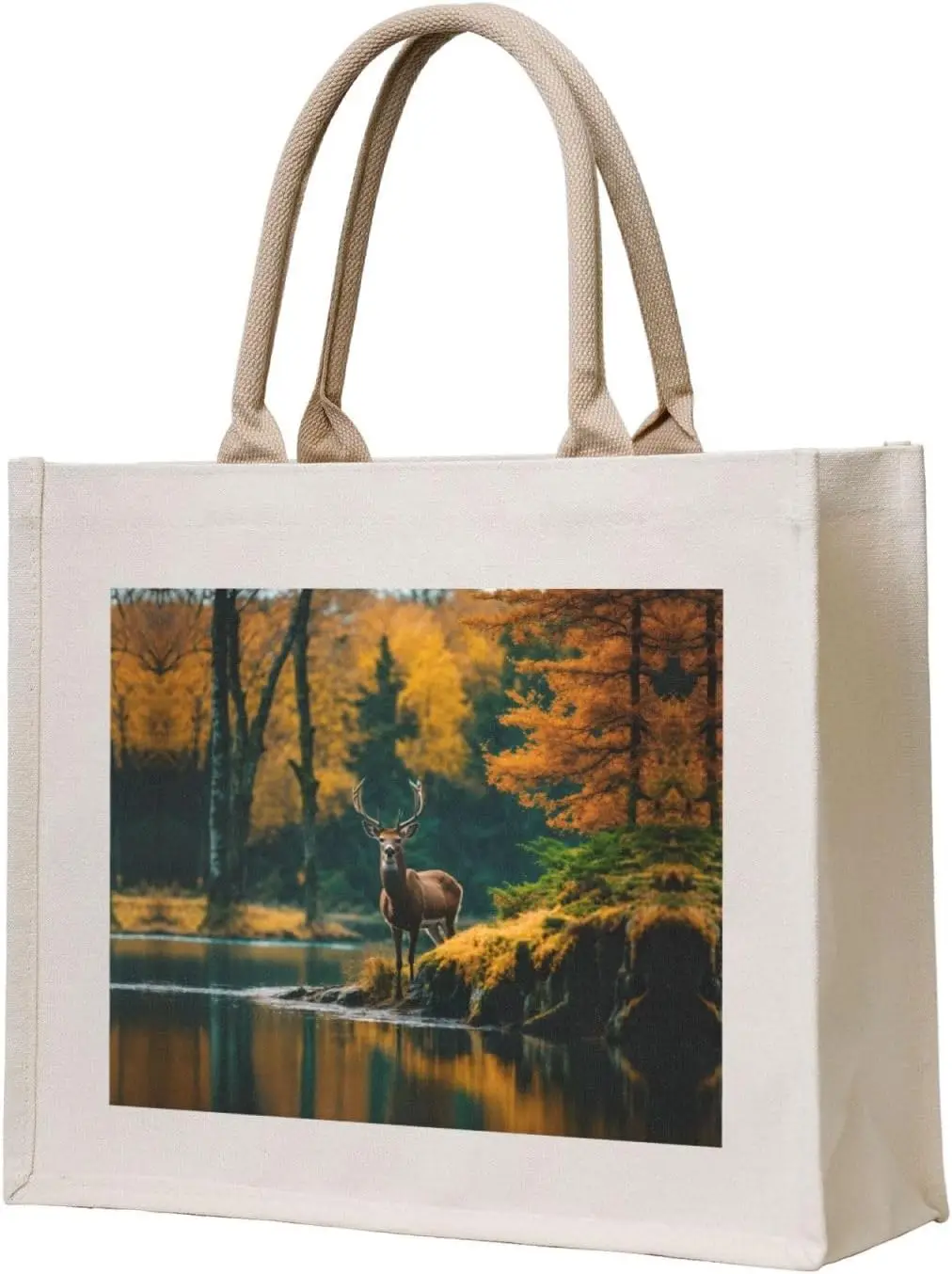 Deer Bear Moose Canvas Carrying Tote Bag,Personalized Present Bag, Womens Tote Bag For Yoga, Work,