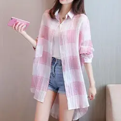 Young Style Fashion Casual Lattice Colorful Simplicity Supple Splicing Sunscreen Loose Women's Shirt Jacket Summer New 2024