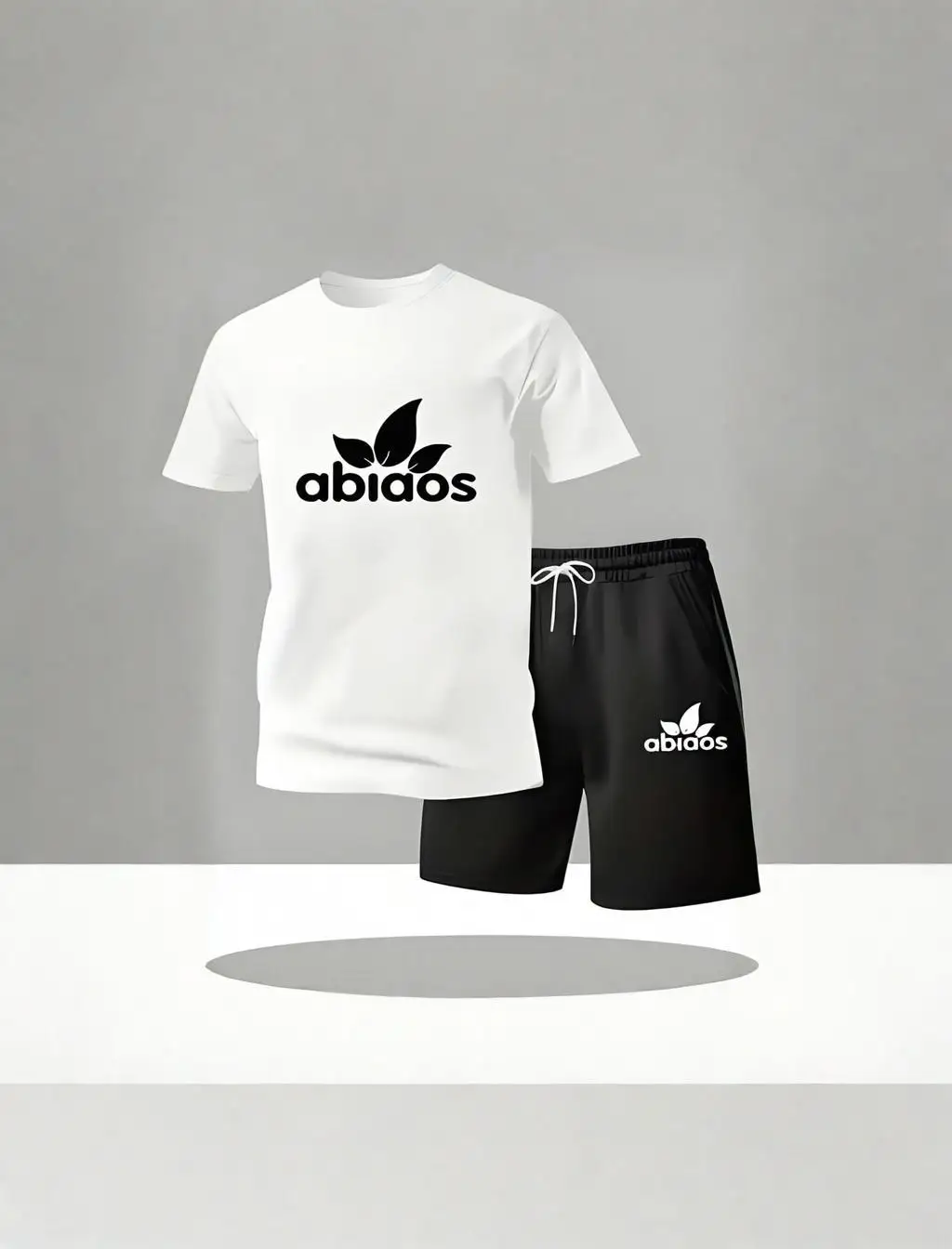 

men's casual short sleeved shorts set, 2-piece set, breathable, round neck, fashionable outdoor, clover print