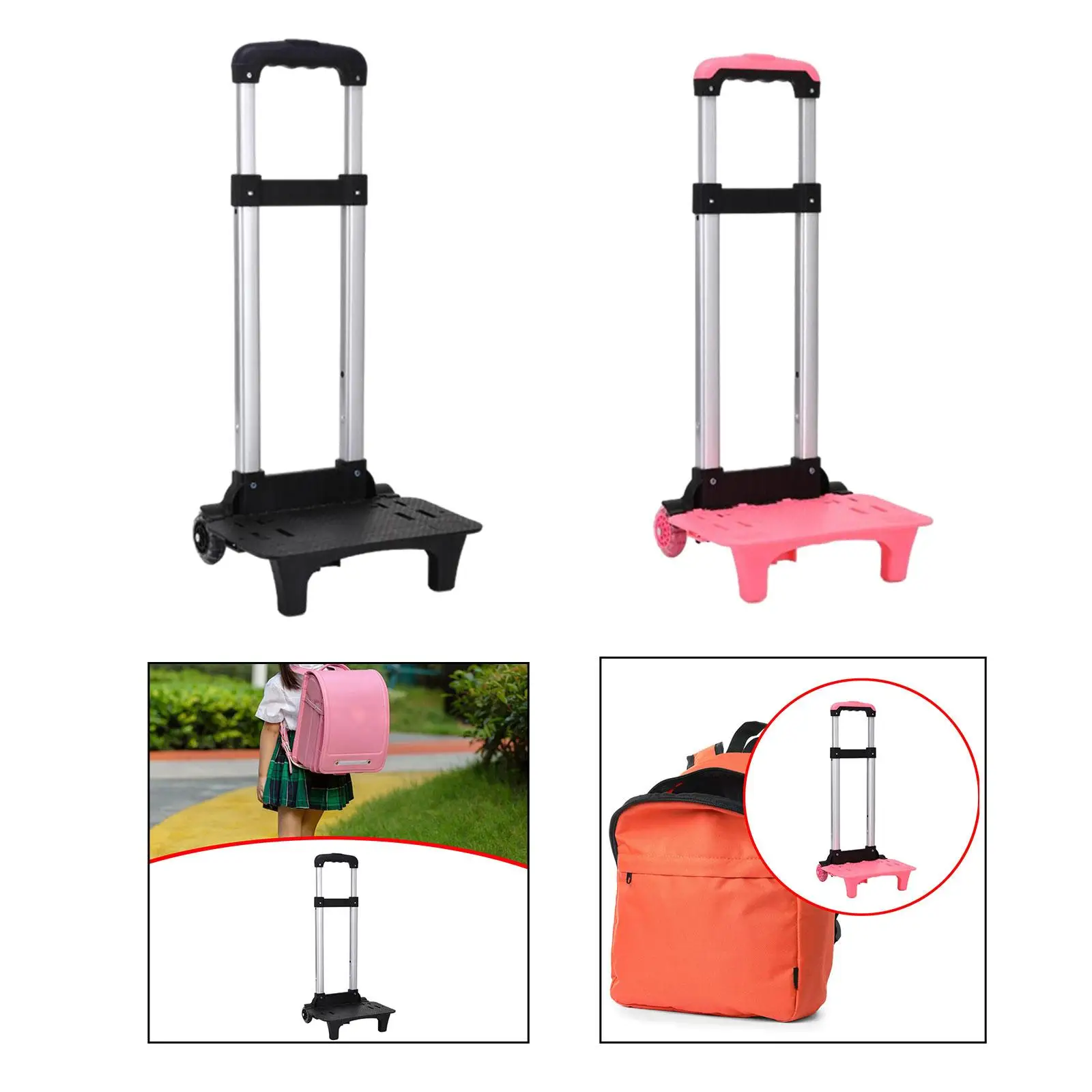 Backpack Trolley Aluminum Alloy 2 Wheels Portable Hand Cart Folding Trolley Cart Backpack Hand Truck for Children Outdoor Travel