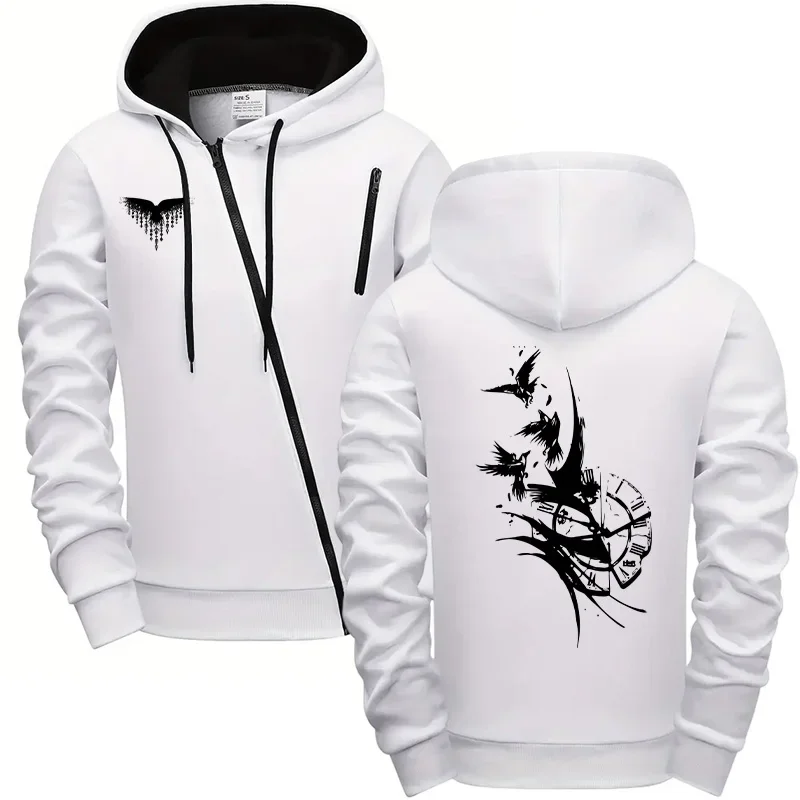 Herbst Herren Vintage Raven Radfahren Kapuzenmantel 2025, Winter, Fitnessstudio, Sport, Reißverschluss, Hoodies, Langarm, Outdoor-Fitness, Herrenjacke