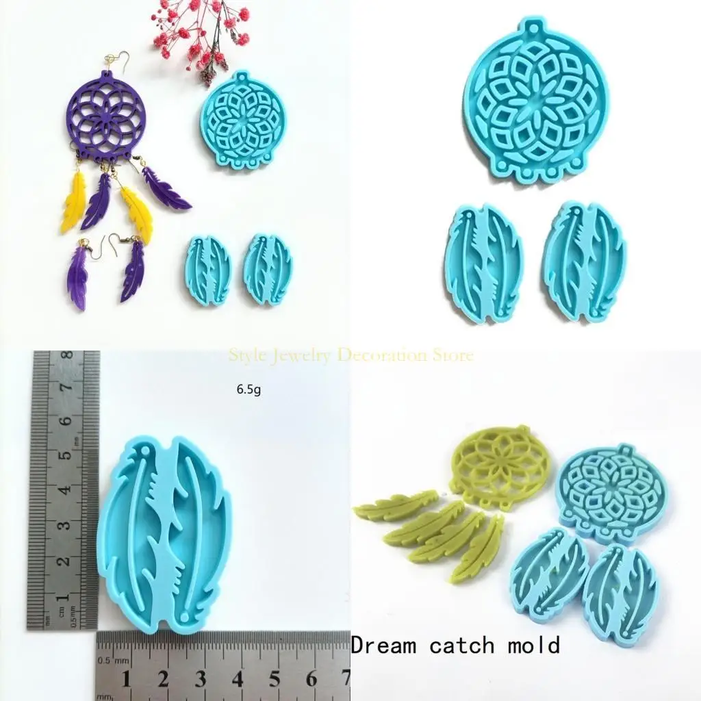 

D46E DIY Смоловые плесени комплект Dream Catcher Silicone Flom Fold Epoxy Casting плесень Diy Craft