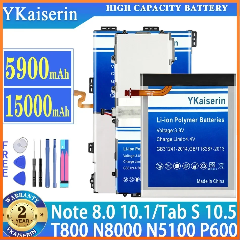 YKaiserin Battery For Samsung Galaxy Tab S 10.5 T800 Note 8.0 GT N5100/Note 10.1 GT N8000/Note 10.1 SM P600 SP3676B1A bateria