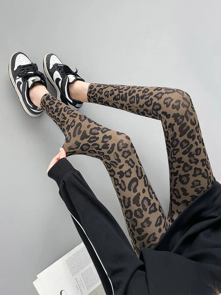 Damskie spodnie do jogi z wysokim stanem, cienkie, na wiosnę i jesień, obcisłe, wzór skóry, modne, codzienne spodnie.