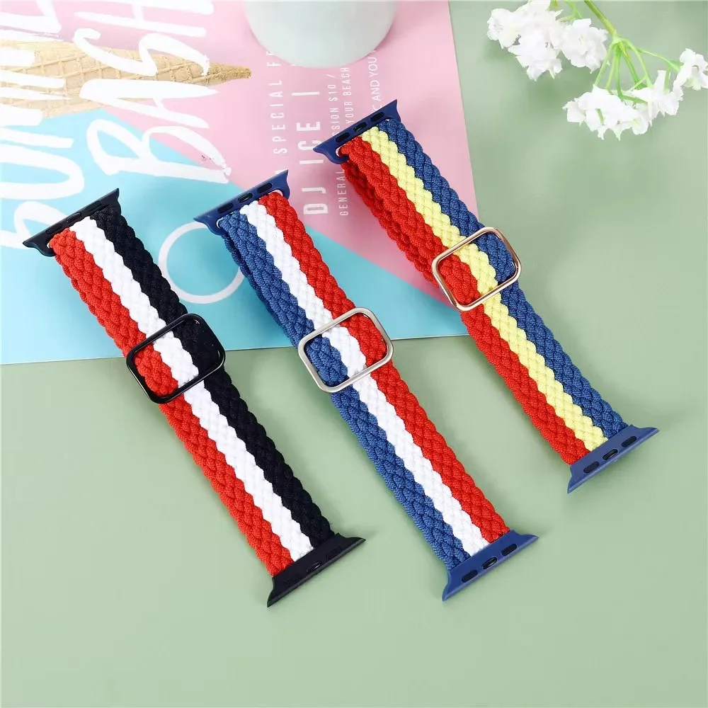 Нейлоновый плетеный ремешок с петлей для Apple Watch Ultra 10 9 8 7 49 мм 45 мм 41 мм 46 мм 42 мм Плетеный браслет iWatch 6 5 SE 44 мм 40 мм Ремень