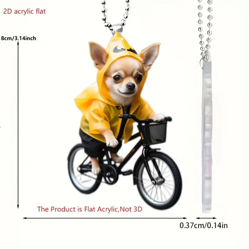 Cute Chihuahua Cycle Car Mirror & Keychain Versatile Charm Acrylic Puppy Backpacks Hanging Ornament Festive Party Decor & Gift