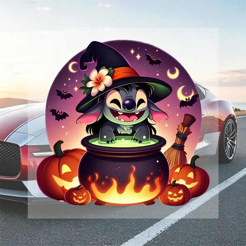 Car Stickers Halloween Cute Cartoon Witch Vinyl Decal Waterproof Die Cut for Fuel Tank Gas Cap Helmet Auto Decor