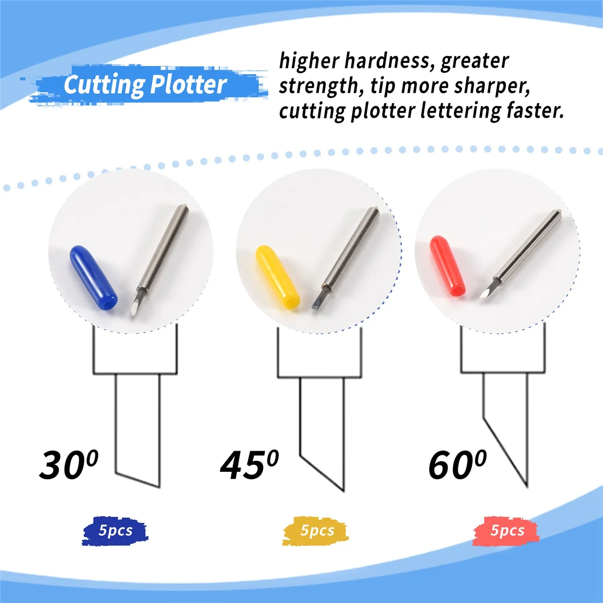 15 PCS 30/45/60 Degree Vinyl Cutter Carbide Blades with Blade Holder Blade Housing for Silhouette Cameo 3 Vinyl Cutting Machines