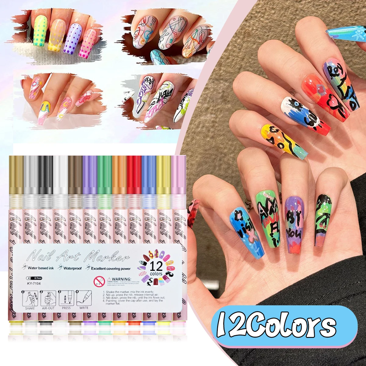 

12 цветов/набор, ручка для дизайна ногтей, граффити, маркер для ногтей, сделай сам, рисунок, абстрактные линии, тонкие детали, цветочный дизайн, профессиональная подводка для ногтей