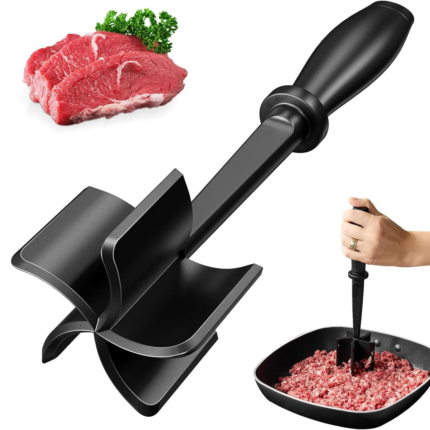 Trituradora de carne de cocina, picadora de carne Manual, picadora de carne de mango largo, ensalada de patatas, trituradora de tomate, herramientas para hacer puré de carne