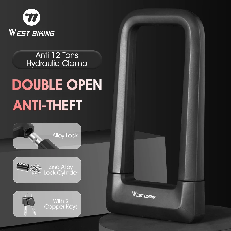 

WEST BIKING Bicycle U-lock Thicken Zinc Alloy Anti-theft Safety Lock Motorcycle E-bike Scooter Bike Lock Cycling Accessories