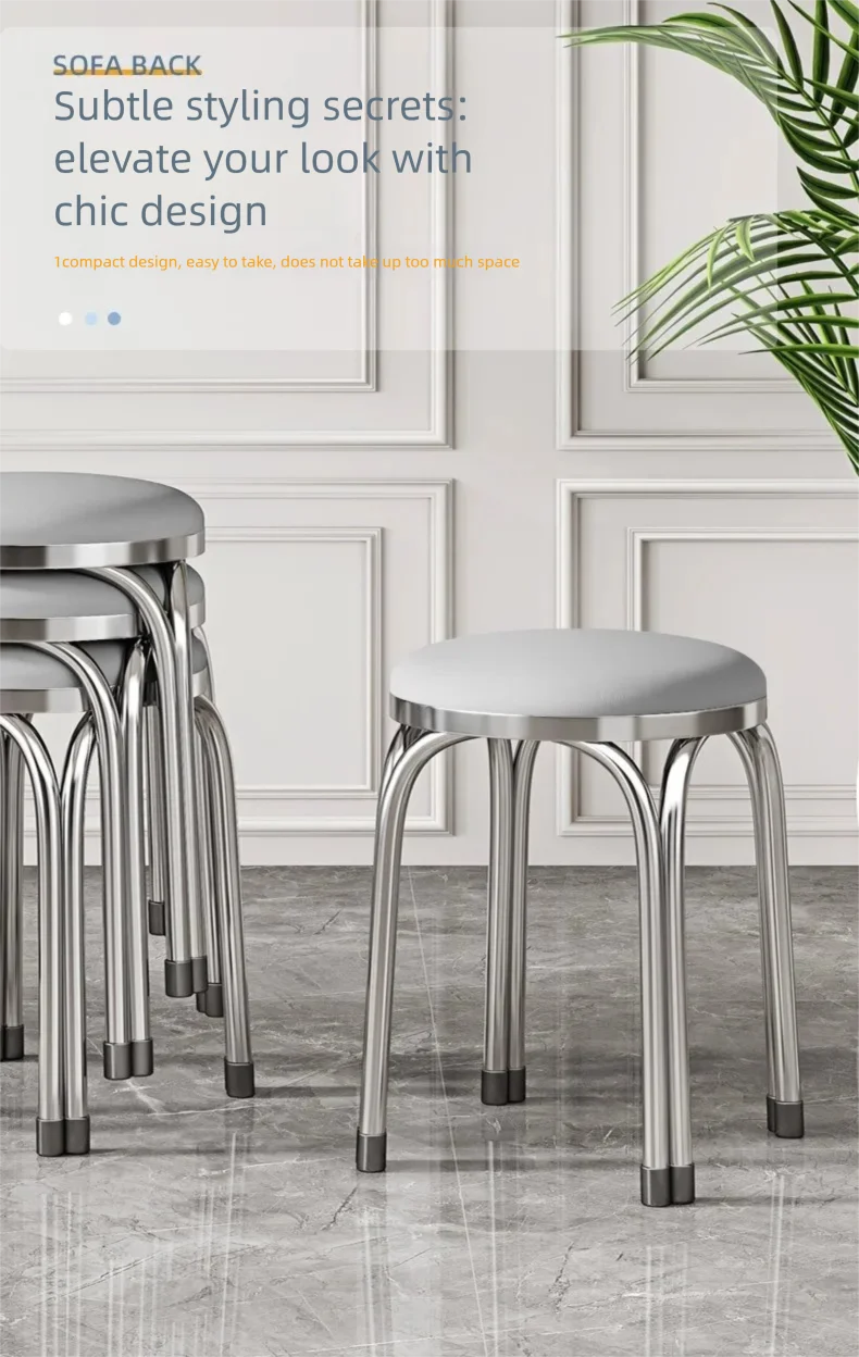 Stainless Steel Round Stool, Sturdy And Durable High Stool For Household