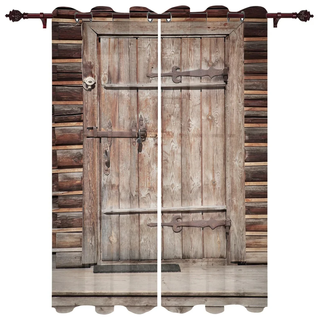 Western High Shading Curtains Traditional Rustic West Wooden Door Living Room Decoration Curtains Bedroom Window Drapes New