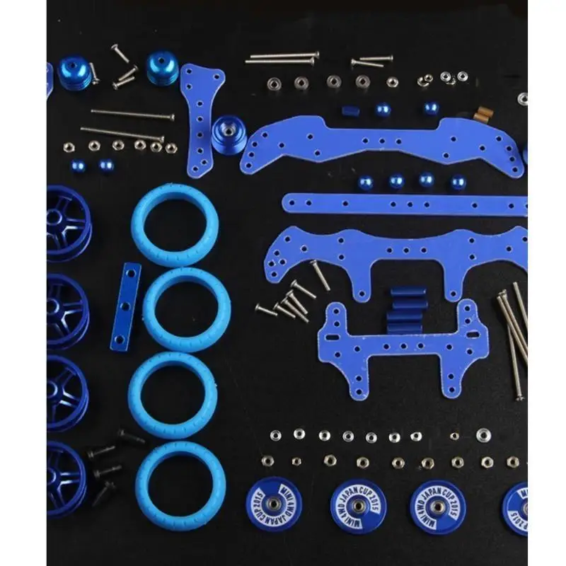 Mini 4WD Car Mod Parts, Aluminum Front & Rear Stabilizer, Wheel Tires Rollers Screw Accessory Kit For MA FMA AR Chassis Race Car
