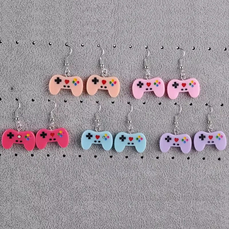 Virtual World Network Enthusiast Resin Gamepad Earrings, Diy Novel Personality Simulation Controller For Keychain Jewelry Produc