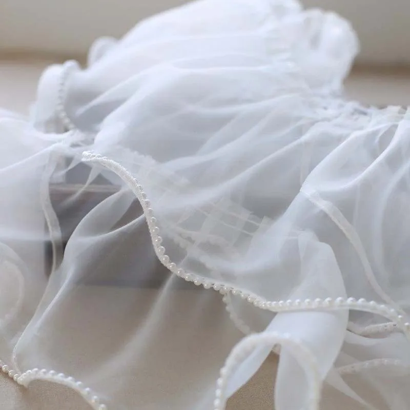 

20Meters White Pleated Organza Ribbon Ruffle Trims Border Pattern Polyester Lace for Dresses Garments Skirts Decoration