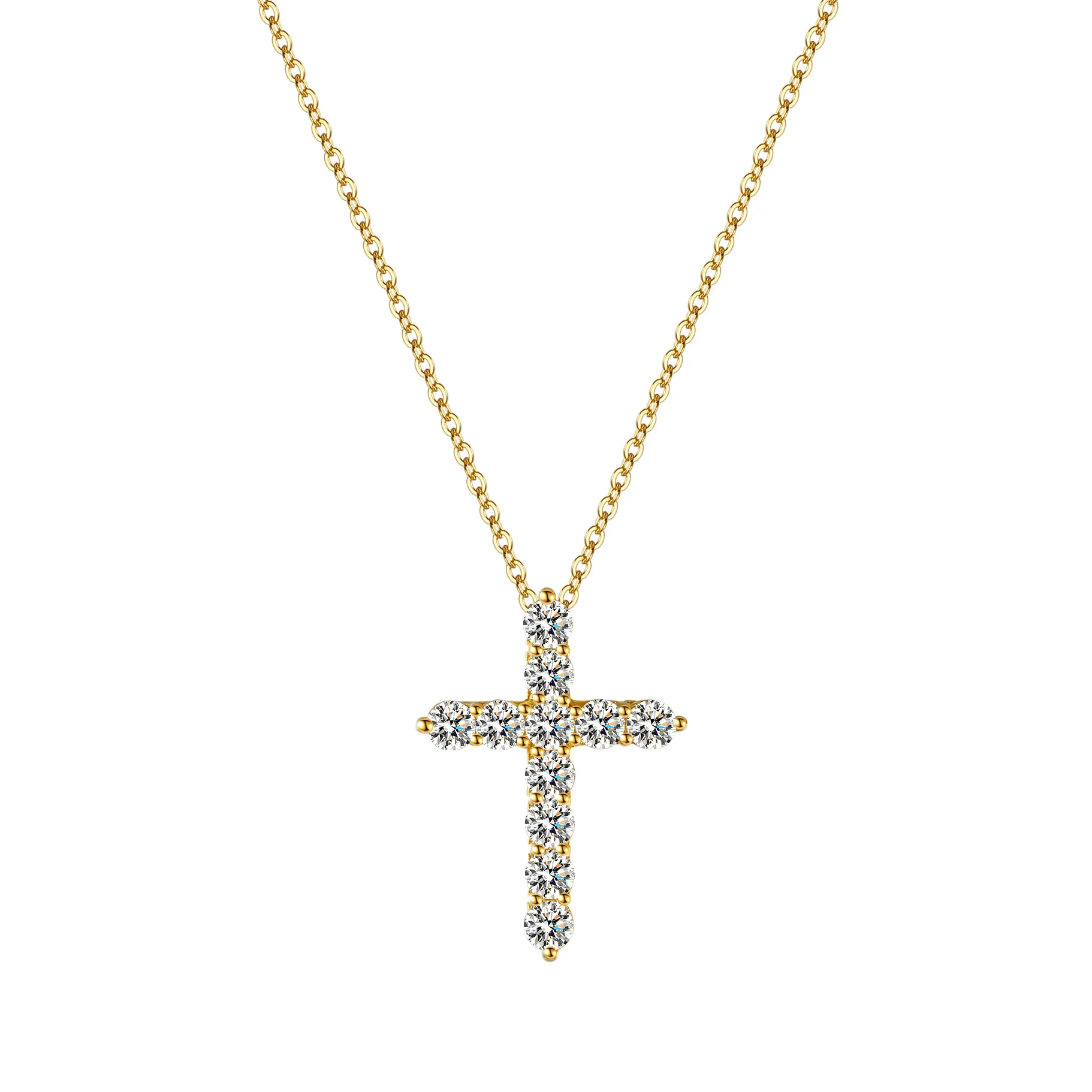 Lumira 18K Gold 100% Pendant Necklace with 1.1 Carat Moissanite for Women Fashionable Cross Geometric Pendant